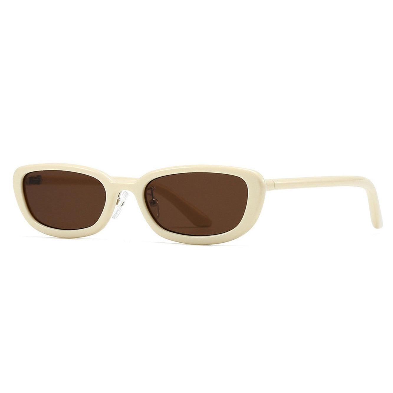 Beige sunglasses with brown lenses