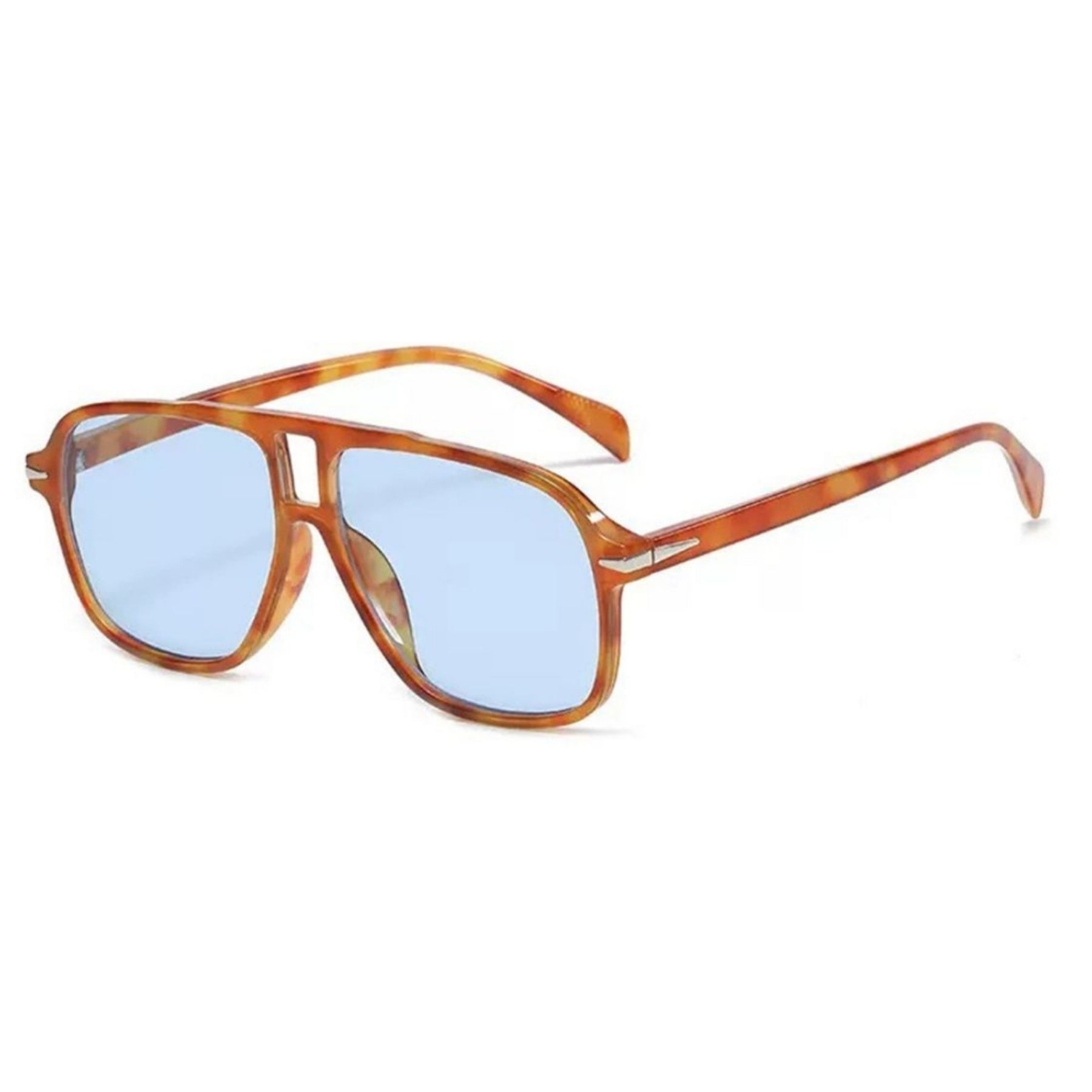 Orange tort aviator sunglasses with UV protection and stylish orange lenses.