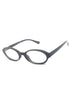 A pair of round frame blue light blocking glasses with a black frame.