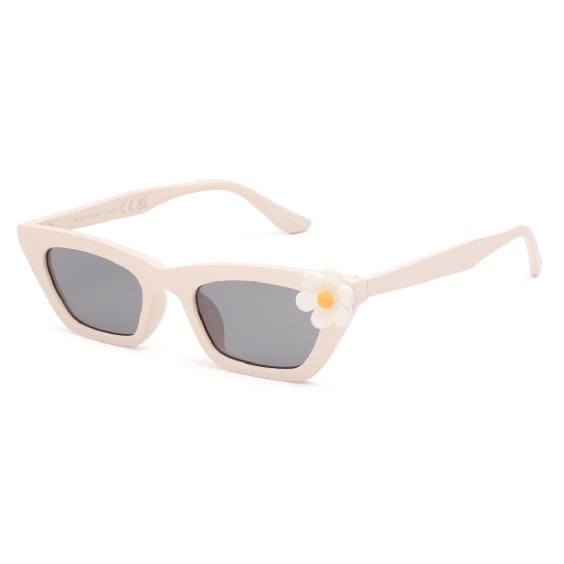 Beige sunglasses with a small flower detail