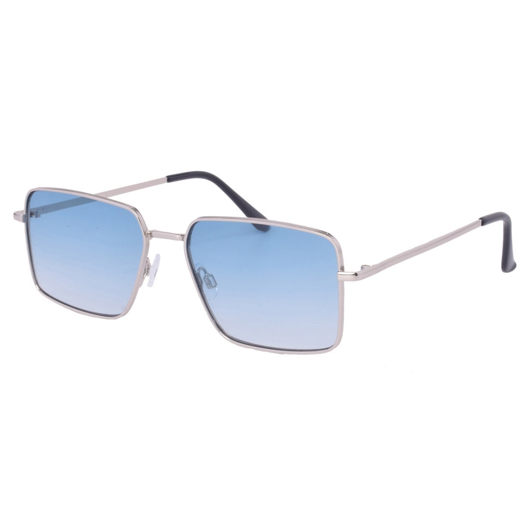 Sunglasses with blue gradient lenses and thin metal frame 