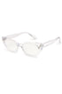  A sharp clear cat eye blue light  frame with attitude. 