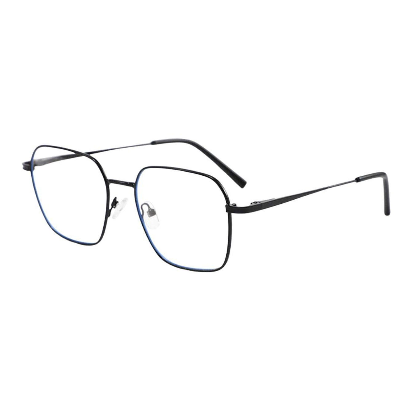 Oversized square frame in clear, blending modern style with functionality.