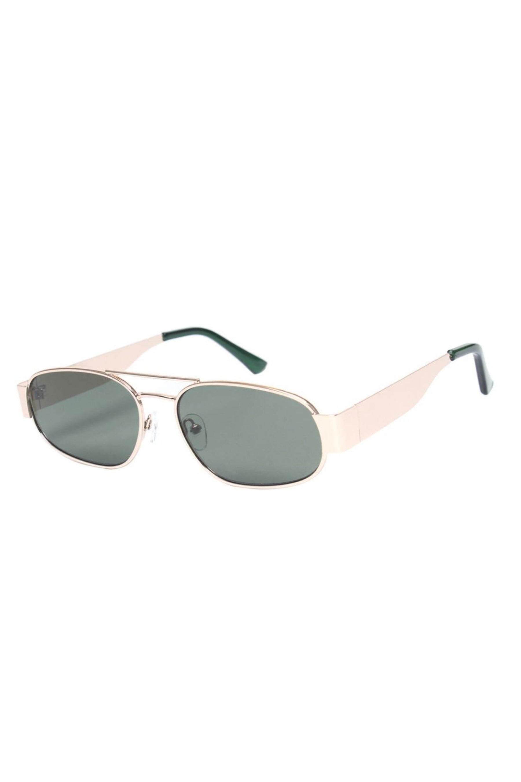 Sunglasses with gold frame and green lenses