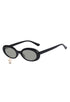 Round black sunglasses with pearl & crown charm