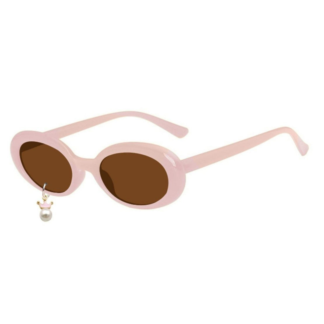 Round pink sunglasses with pearl & crown charm