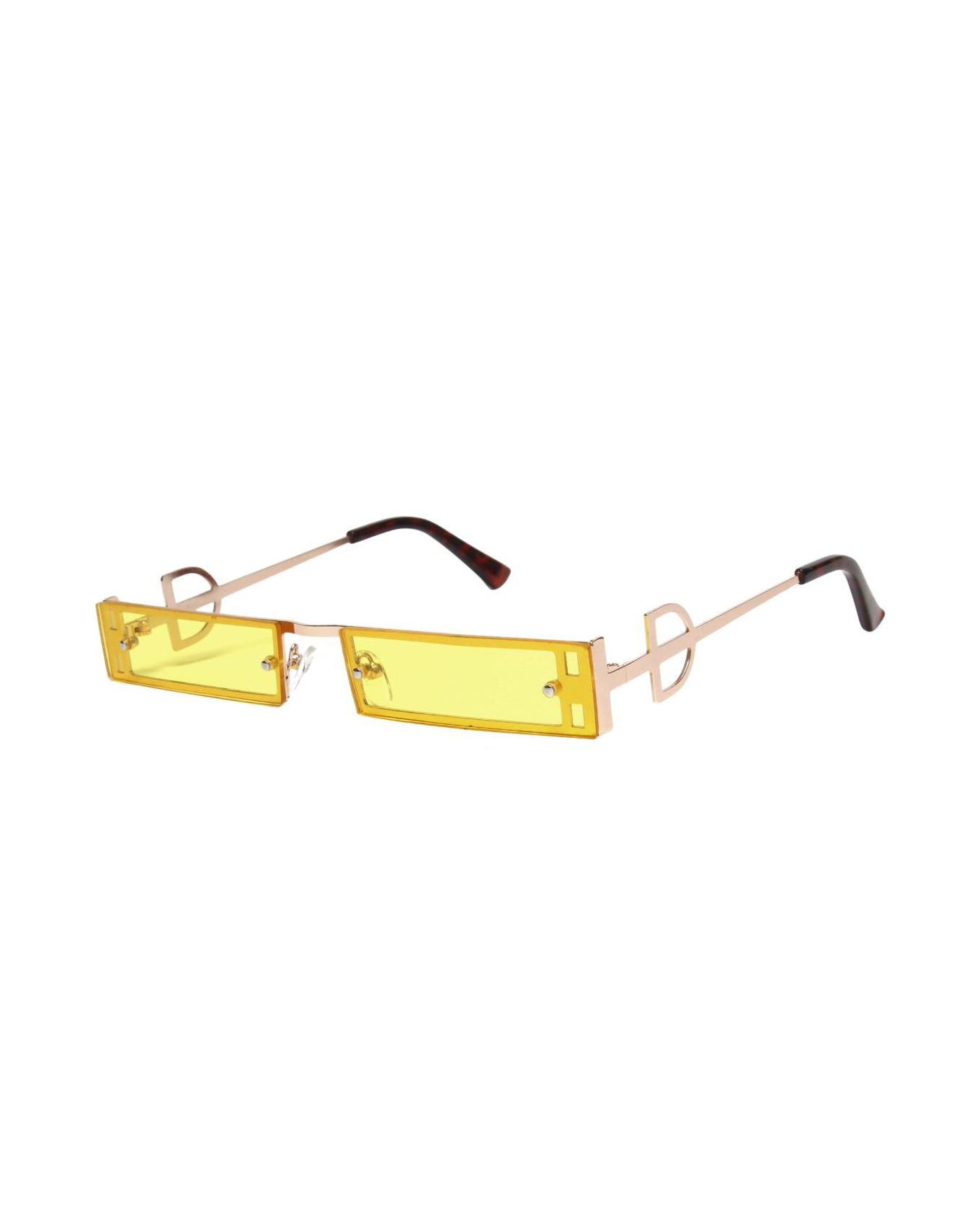 Sunglasses with yellow lenses and gold frames 
