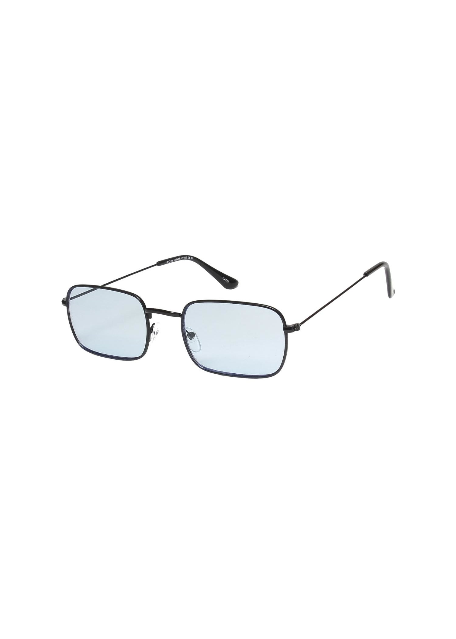 Sunglasses with thin metal frame with blue lenses 