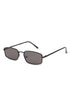 Sunglasses with thin metal frame and dark lenses 
